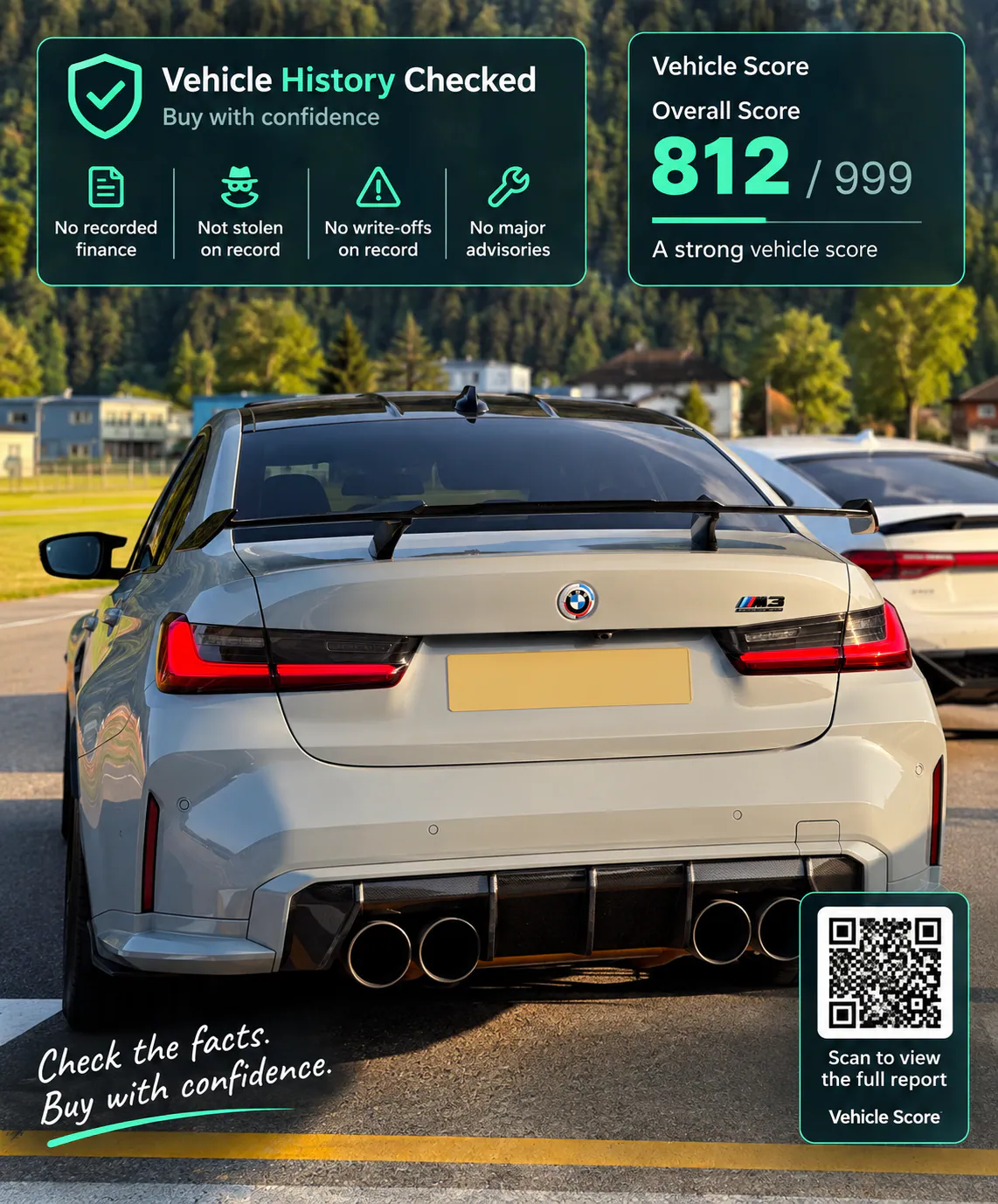 Example listing image with a Vehicle Score on a car photo